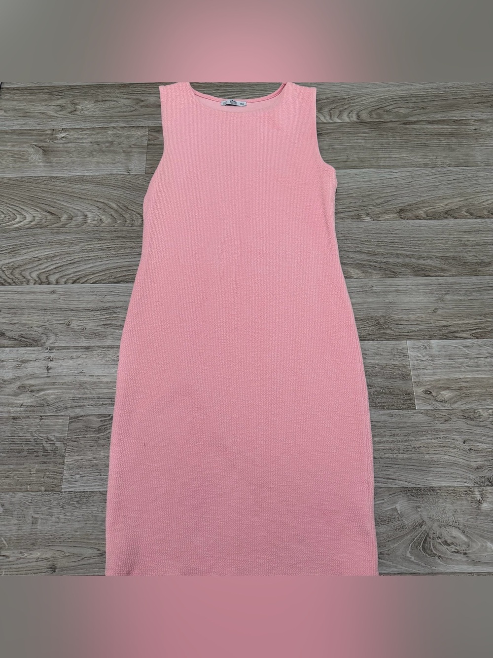 Zara Sleeveless Pink Cotton Knit Mini Dress Size Medium - Picture 2 of 6